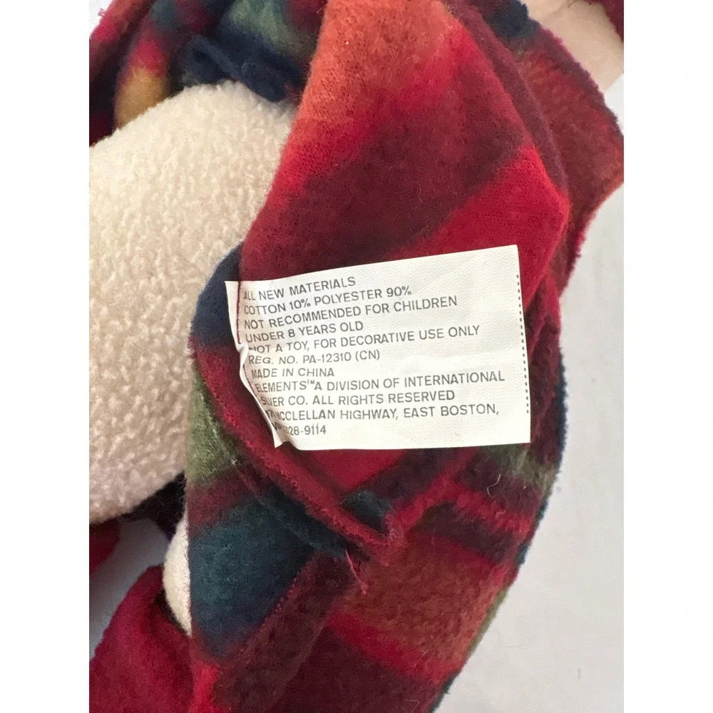 Elements Snowgirl Plush Girl 18in Red Plaid Jumper Scarf Winter Holiday Decor